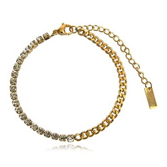 Jewels by Sunaina ATHALIA Curb Chain Bracelet 18K Gold Plated Stainless Steel with Zircon