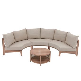 SUNSITT 5 pc Modular Wicker Outdoor Sectional Sofa Set with Split Table