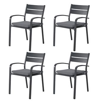 SUNSITT Outdoor Aluminum 4 pc Patio Dining Chairs with Cushion