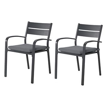 SUNSITT Outdoor Aluminum 2 pc Patio Dining Chairs with Cushions