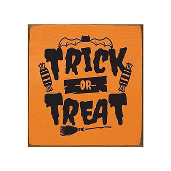 Halloween Wooden Sign with Bat and Candy Design Seasonal Home Decoration