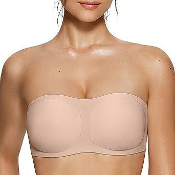 Womens Strapless Jelly Bras Push Up Padded Bandeau Wireless Half Bra