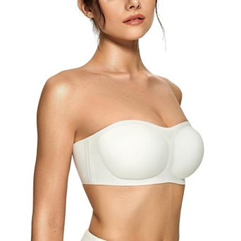 Womens Strapless Jelly Bras Push Up Padded Bandeau Wireless Half Bra
