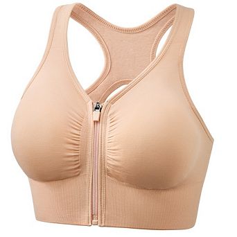 Women Front Zipper Cutout Back Shockproof Sports Bra