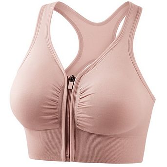 Women Front Zipper Cutout Back Shockproof Sports Bra