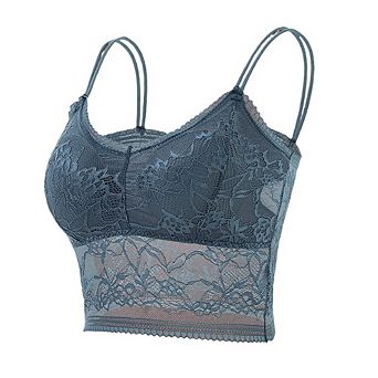 Women Padded Cross Wrap Lace Strapless Bandeau Bra
