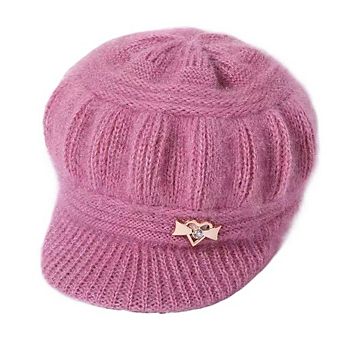 Women Double Layer Coral Fleece Warm Winter Knit Beanie Hat