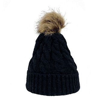 Women Winter Soft Knit Faux Fur Pom Pom Warm Beanie Hat
