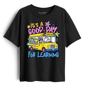 Kids School Bus Good Day for Learning T-Shirt, Funny Back to School Youth Tee