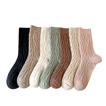 7 Pairs Women Knit Thermal Crew Socks Warm Winter Cozy Socks