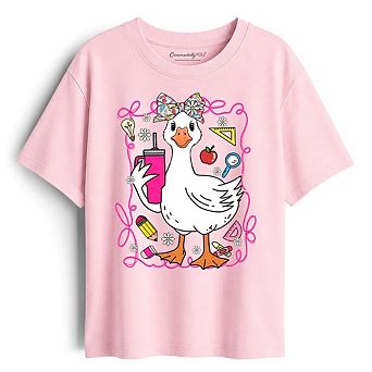 Kids Coquette School Goose T-Shirt, Cute and Funny Tee for Youth Girls