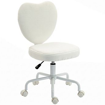 HOMCOM Armless Home Office Chair, Modern Fabric Makeup Vanity Chair