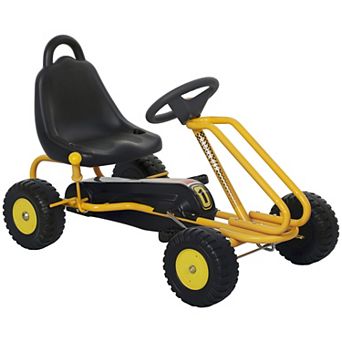Qaba Go Kart for Kids, 4 Wheel Pedal Go Cart with Adjustable Seat