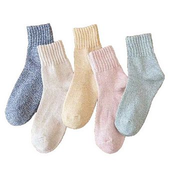 5 Pairs Crew Warm Socks for Women Classic Women's Winter Soft Crew Sock