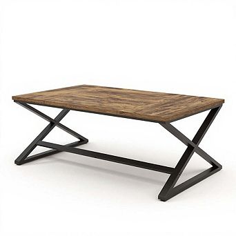 Wood Computer Desk, Modern Writing Desk with Metal Frame for Home Office