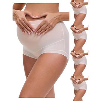 5 Packs Women's Full Coverage Maternity Underwear High Waisted Ice Silk Invisible Breathable Panties