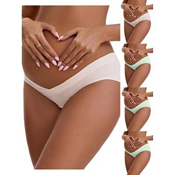 5 Packs Women's Cotton Low Waist Under the Bump Maternity Briefs Pregnancy Classic Underwear
