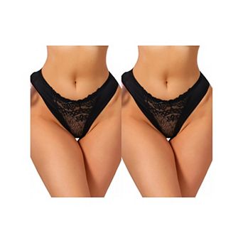 2 Packs Women's Lace Panties Underwear Low-Rise Breathable Soft Underpants