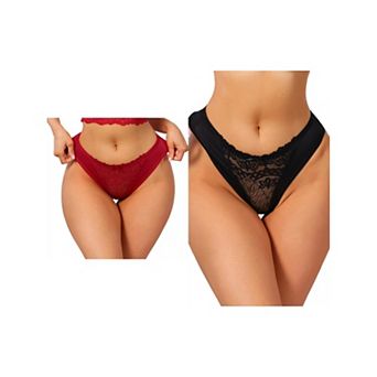 2 Packs Women's Lace Panties Underwear Low-Rise Breathable Soft Underpants