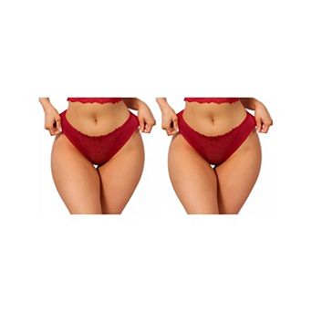 2 Packs Women's Lace Panties Underwear Low-Rise Breathable Soft Underpants