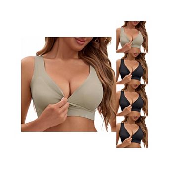 5 Packs Women's Nursing Bra Crossover Push Up Wirefree Sleep Breastfeeding Maternity Bralette