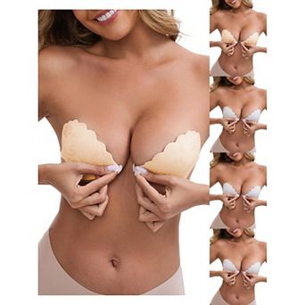 5 Packs Women's Push Up Adhesive Bras Strapless Front Closure Anti-Slip Reusable Stick Nipple Covers
