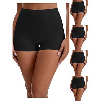 5 Packs Women's Seamless High Waist Tummy Slimming Control Panties Slip Shorts UnderDresses Boyshort