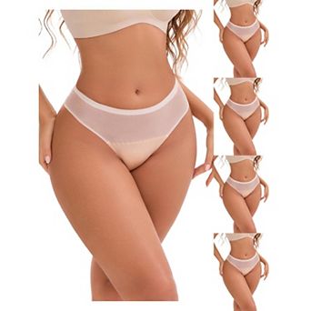 5 Packs Women's Lace Mesh See Through Mid Rise Briefs Breathable Lightweight Seamless Underwear