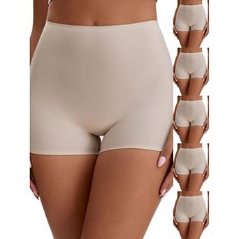 6 Packs Women's Seamless High Waist Tummy Slimming Control Panties Slip Shorts UnderDresses Boyshort