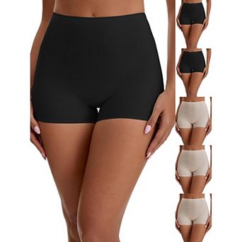 6 Packs Women's Seamless High Waist Tummy Slimming Control Panties Slip Shorts UnderDresses Boyshort