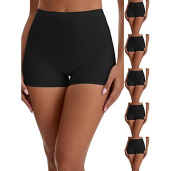 6 Packs Women's Seamless High Waist Tummy Slimming Control Panties Slip Shorts UnderDresses Boyshort