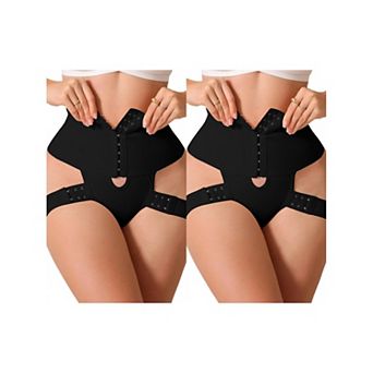 2 Packs Women's Shapewear Thongs HollowOut Adjustable Hip Lift Straps BodyShaper HighWaist Underwear