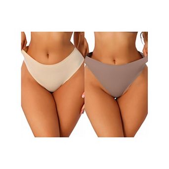 2 Packs Women's Mid Rise Ice Silk Underwear Comfortable No Show Briefs