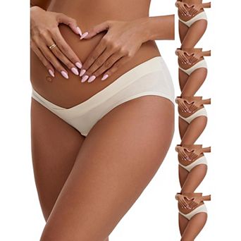 6 Packs Women's Cotton Low Waist Under the Bump Maternity Briefs Pregnancy Classic Underwear