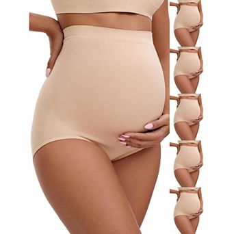 6 Packs Women's High Waist Maternity Briefs Hip Lifter Seamless Comfortable Pregnancy Ladies Panties