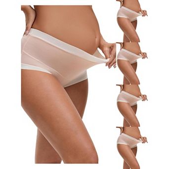 5 Packs Women's Maternity Full Coverage Briefs High Waisted Elasticity Invisible Panties