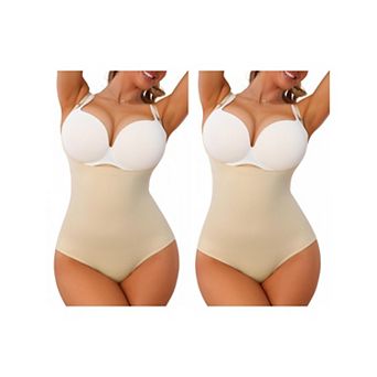 2 Packs Underbust Shapewear Bodysuit for Women Tummy Control Hip Lifter Camisole Brief Bodyshaper