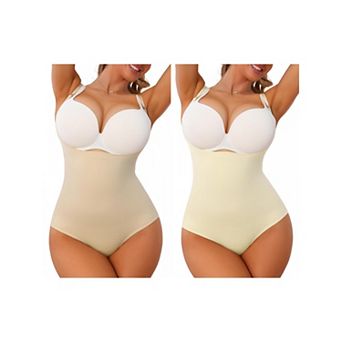 2 Packs Underbust Shapewear Bodysuit for Women Tummy Control Hip Lifter Camisole Brief Bodyshaper