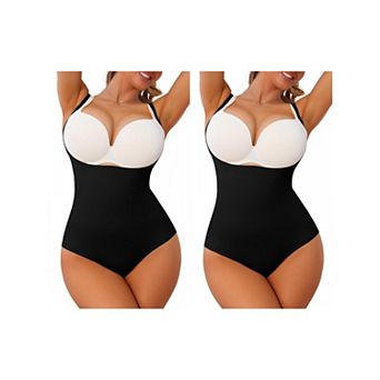 2 Packs Underbust Shapewear Bodysuit for Women Tummy Control Hip Lifter Camisole Brief Bodyshaper