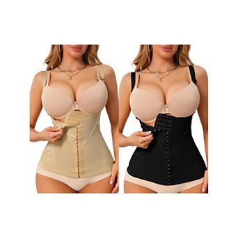 2 Packs Womens Waist Cincher FrontHook Underbust Corset Shapewear TummyControl Sleeveless Bodyshaper