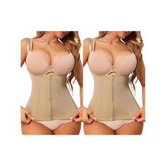 2 Packs Waist Train Corset for Women Tummy Control Vest with Adjustable Straps Zip Up Bodyshaper