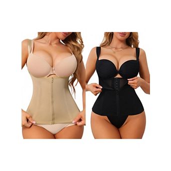 2 Packs Waist Train Corset for Women Tummy Control Vest with Adjustable Straps Zip Up Bodyshaper