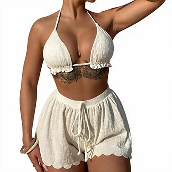 Women's 3 pc Tankini Set With Shorts Swimsuit