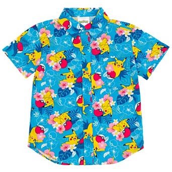 Pokemon Pikachu Hawaiian Short Sleeve Button Down Shirt