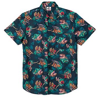 Jurassic World Jurassic Park T-Rex Hawaiian Short Sleeve Button Down Shirt