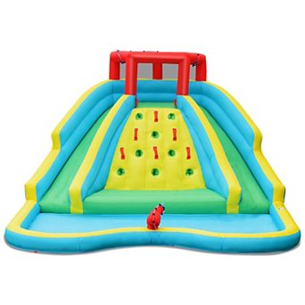 Costway Bountech Inflatable Mighty Water Slide Park Bouncy Splash Pool Climbing Wall w/Two Slide