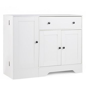 Costway 41.5” Buffet Cabinet with Storage, 3 Doors, Drawer, Shelves, Rolling Wheel