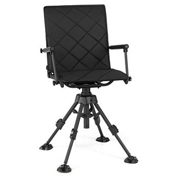 Costway Camping Chair, 360° Silent Swivel Camping Seat with 5-Level Adjustable Height