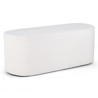 Costway Upholstered Ottoman Bench, 47” Modern End of Bed Stool with Corduroy Fabric