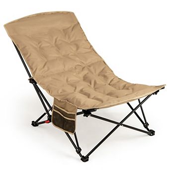 Costway 1 pc Portable Folding Camping Chair with 500 LBS Support Side Pocket and Carry Bag
